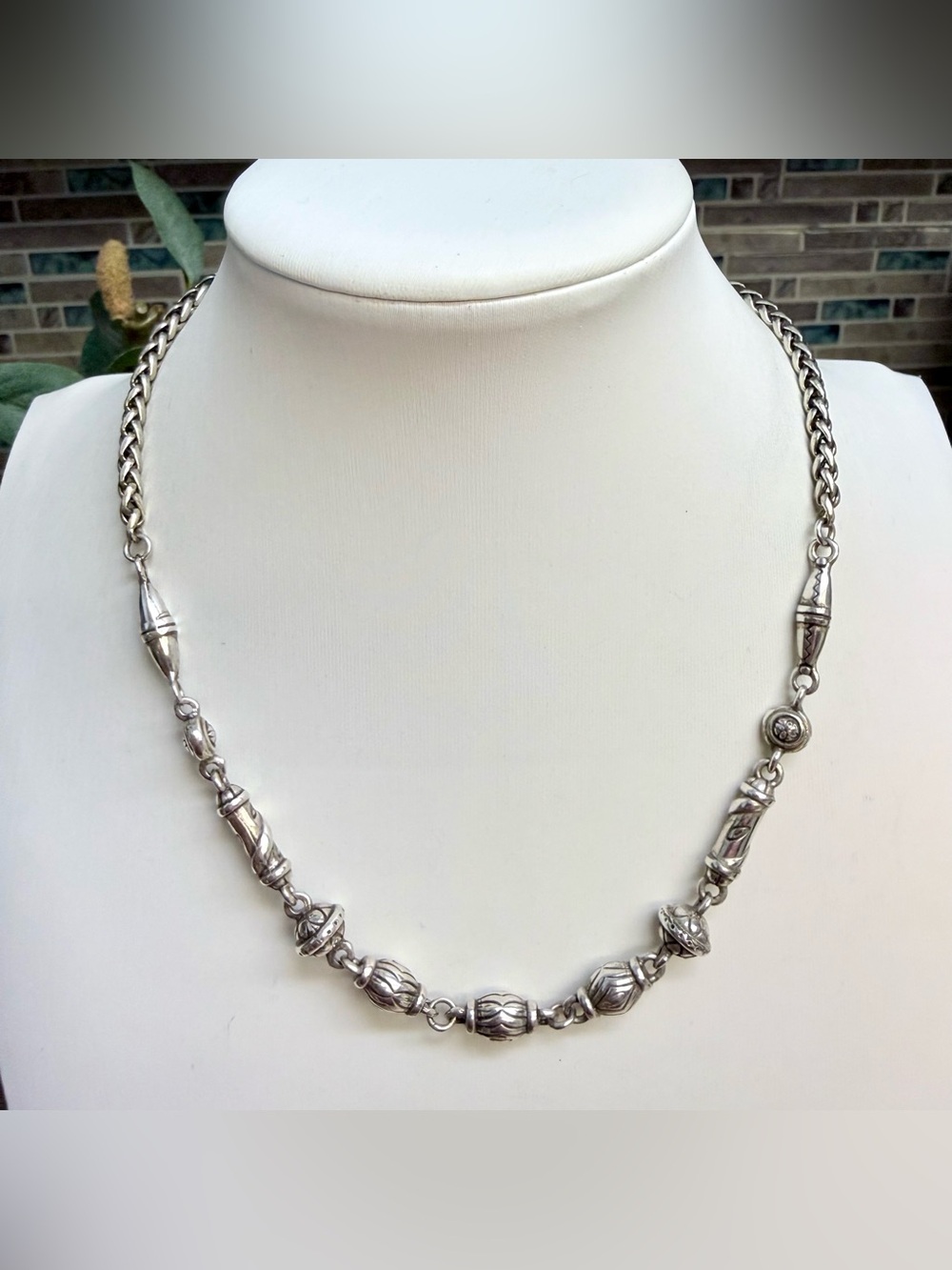 Vintage Brighton Silver Plated Woven Chain Collar Necklace